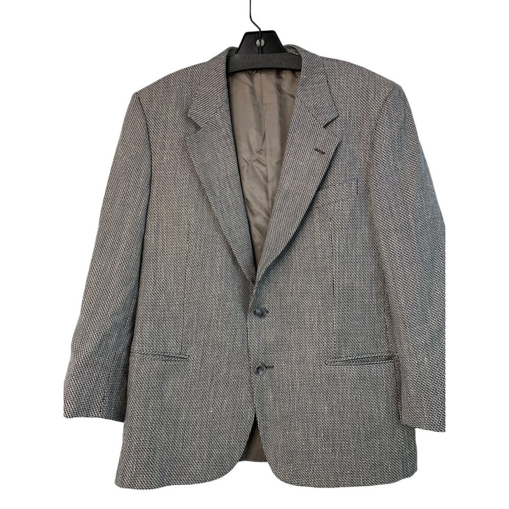 VTG 80s Valentino Uomo Men's Wool/Silk Blazer Jacket Check Italy Size 41S 7436
